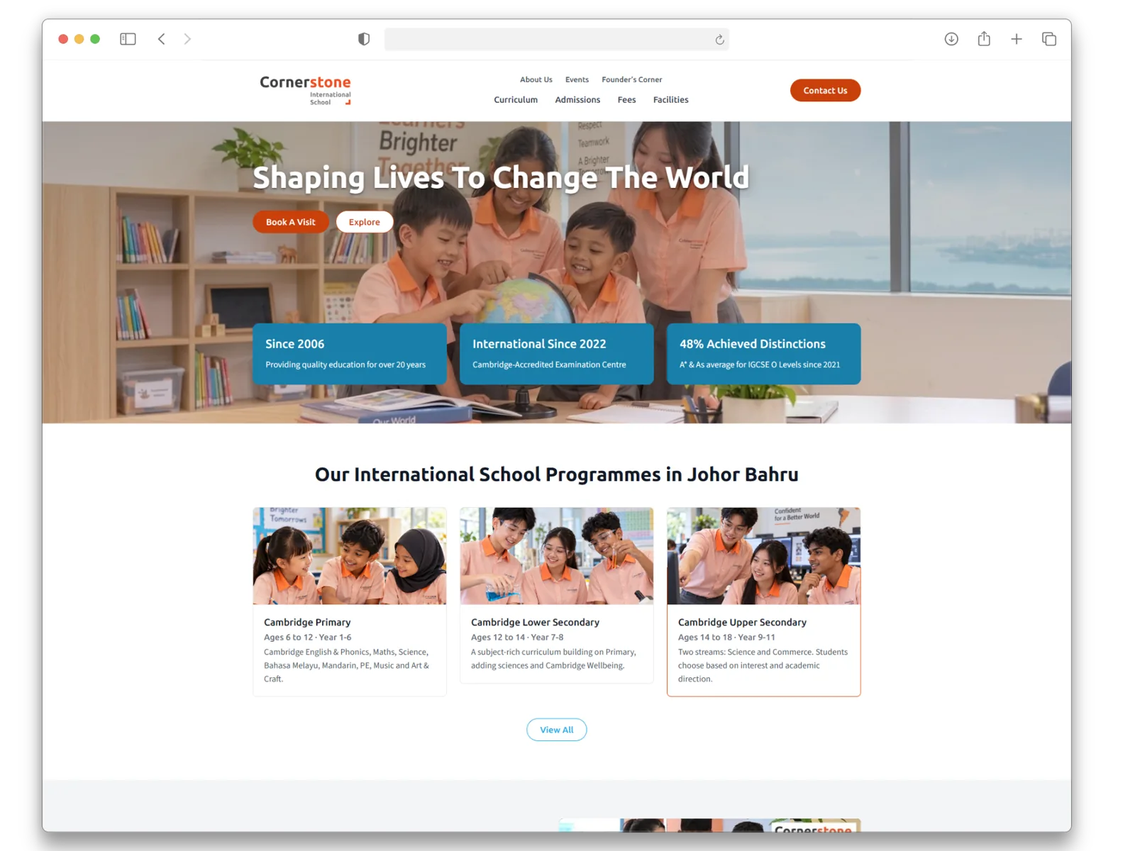 The new Cornerstone homepage
