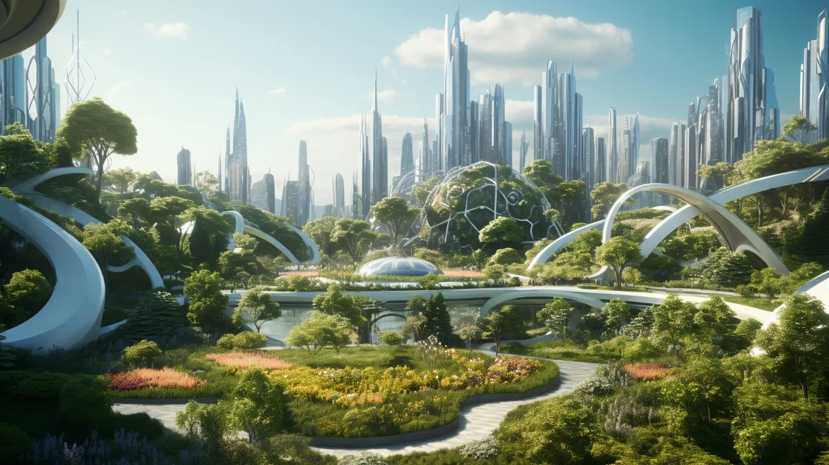 Mood board image: a green, future-facing city